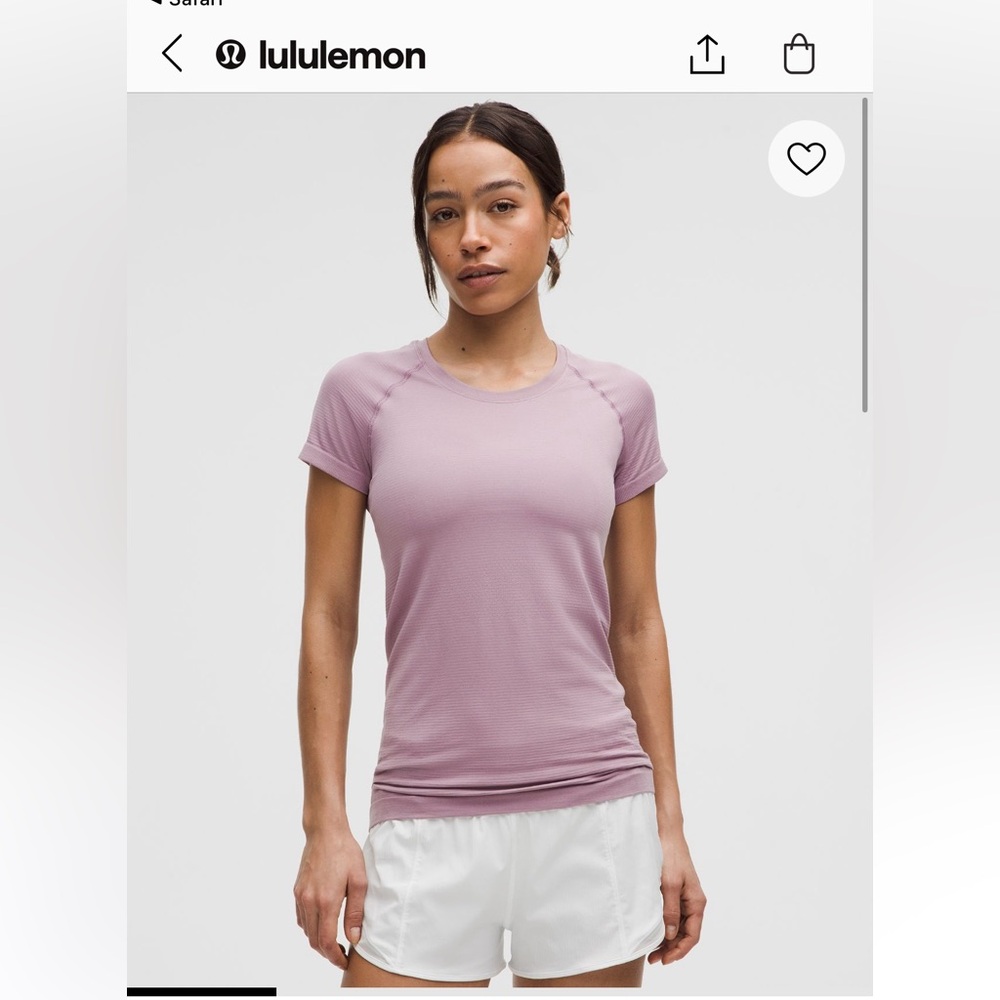 Lululemon Swiftly Tech  Short Sleeve Shirt 2.0 Hip Length Lavender Size 6